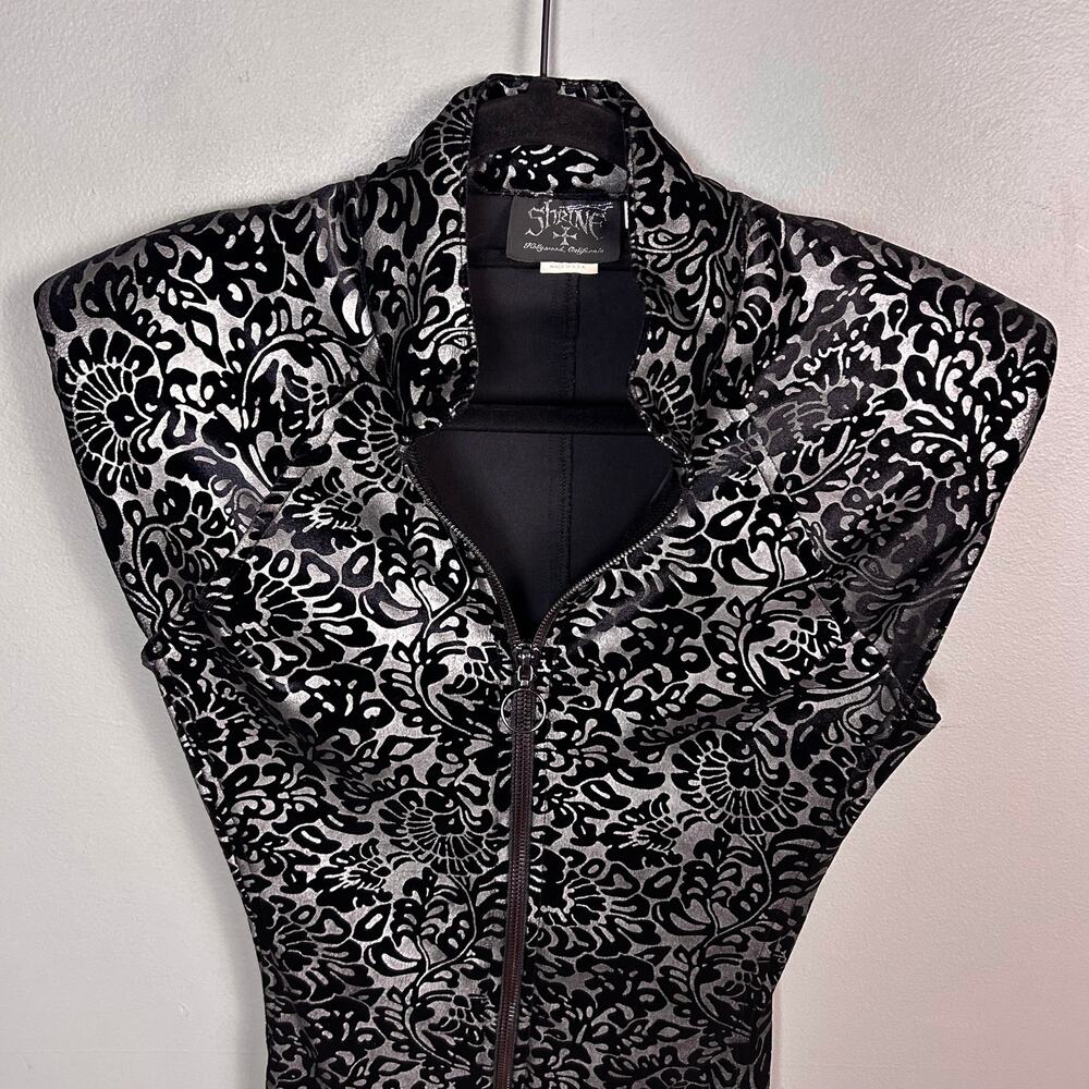 Shrine Los Angeles Dress Small mini Goth 90s burnout velvet zip-up bodycon - Picture 12 of 12